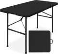 Simpli-Magic 4ft Portable Plastic Folding Table – Indoor & Outdoor Heavy-Duty Foldable Utility Table w/Handle for Party & Camping (Black)