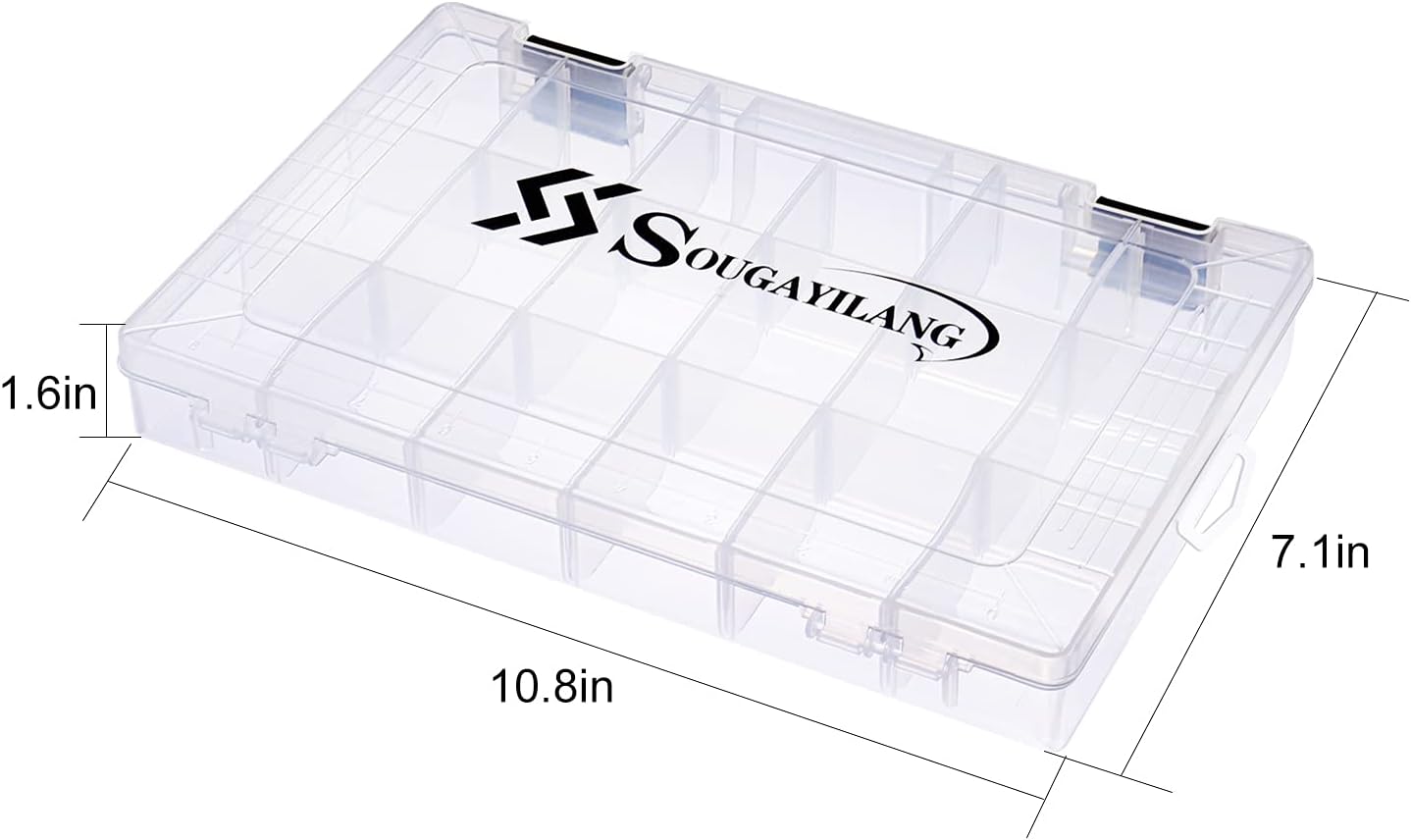 Sougayilang Fishing Tackle Boxes - 3600 3700 Plastic Storage Organizer Box with Removable Dividers - Fishing Tackle Storage - 4 Packs Transparent Tackle Trays
