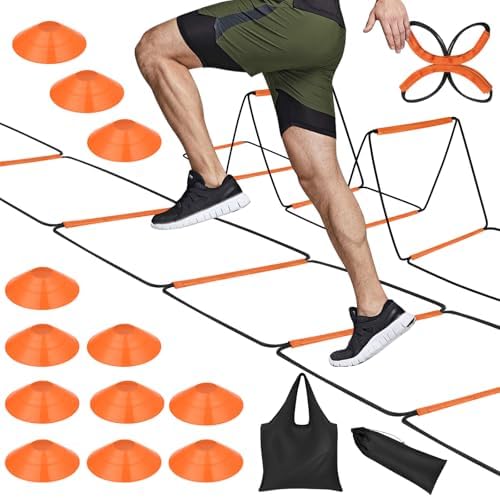 Agility Ladder, Speed Ladder, Agility Ladder Speed Training Equipment, Football Ladder, Footwork Ladder, Training Ladder for Footwork, Foldable Quick Assembly & Non - Tangling & Storage Bag