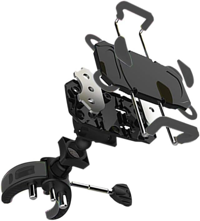 Bike Mount, Bike Phone Mount Motorcycle Baby Carriage Bicycle Mic Stand Cell Phone Holder Cradle with Rubber Strap 360 Degree Rotate for iPhone X 7 6s Plus 5s 5SE Sony Samsung (Black)