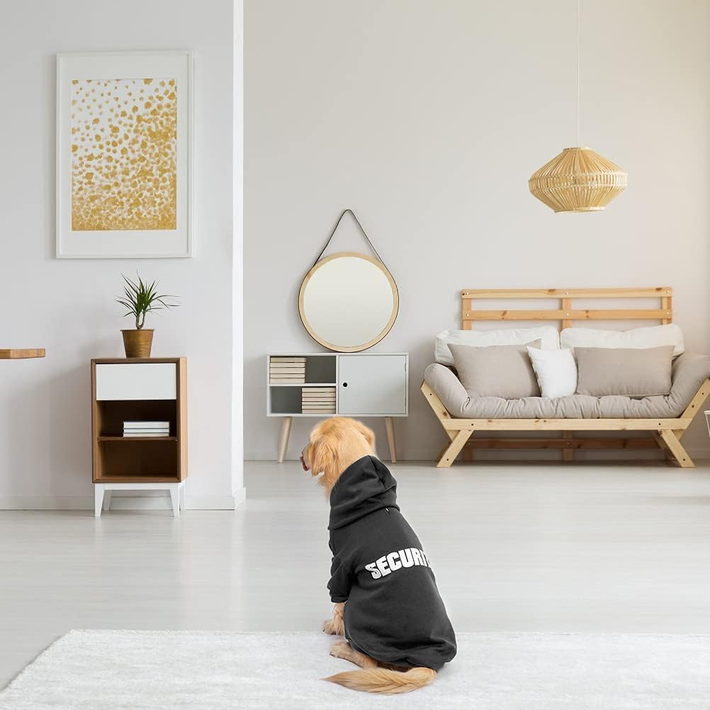 BINGPET Security Dog Hoodie, Pet Sweater Clothes with Leash Hole, Black