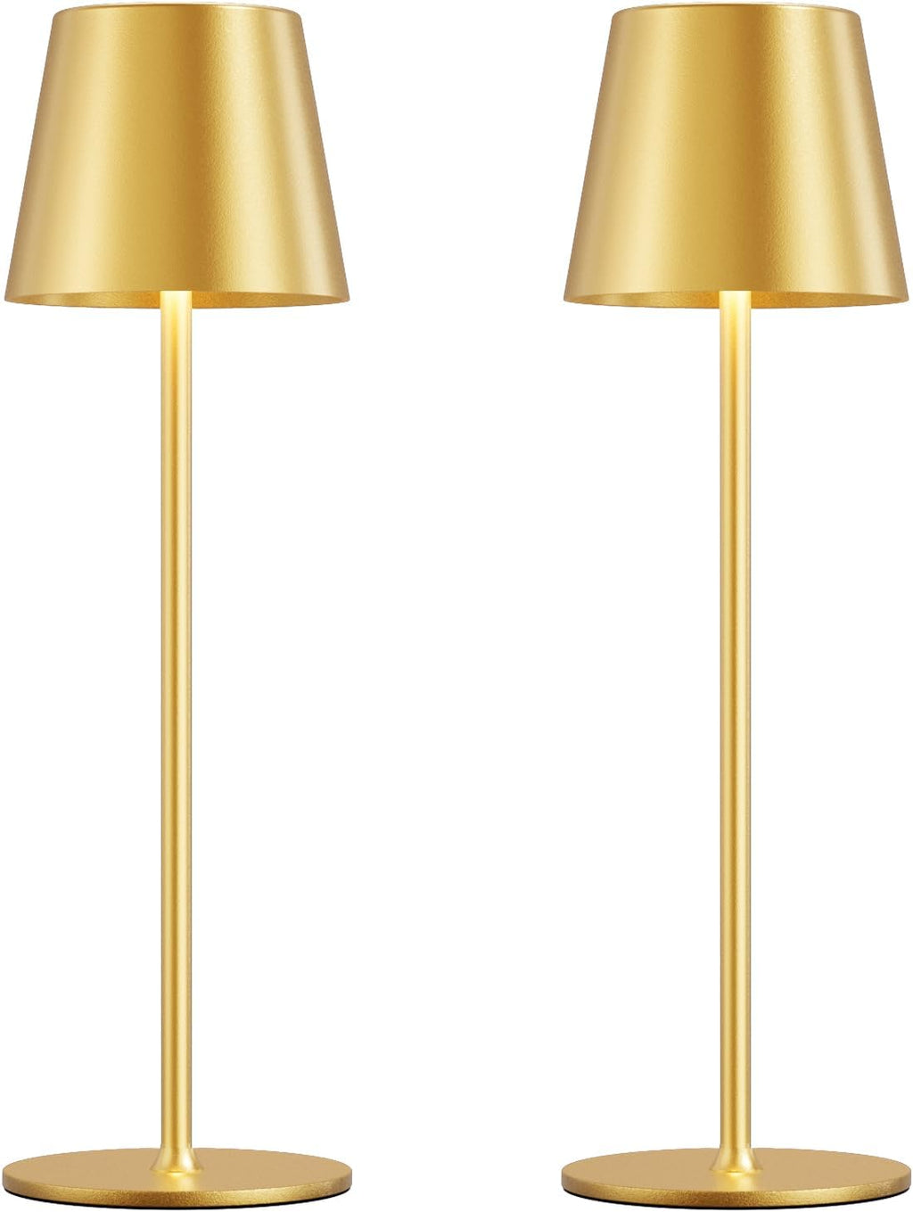 Cordless Table Lamp Rechargeable Gold - KK 2 Pack 5000mAH Battery Operated Lamp for Dining Table, 3 Color Stepless Dimming Wireless Lamp for Counter, Outdoor Patio, Touch Control, Water Repellent