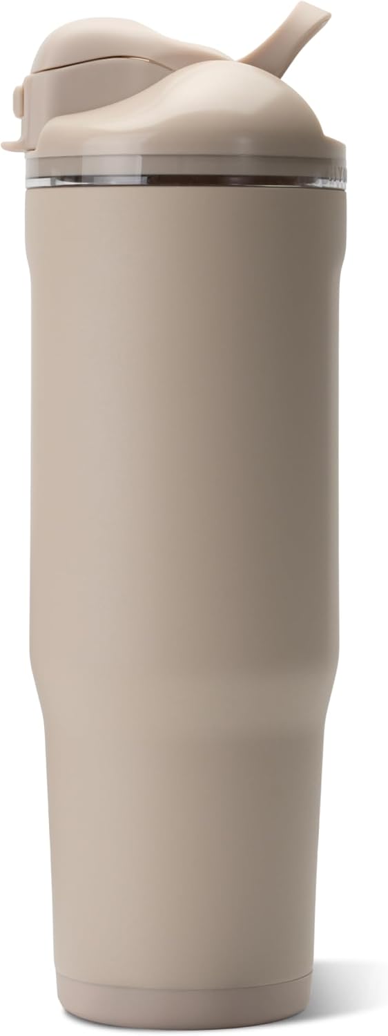 HydroJug Ease2o 32oz Insulated Water Bottle, Straw & Chug Lid, Dune