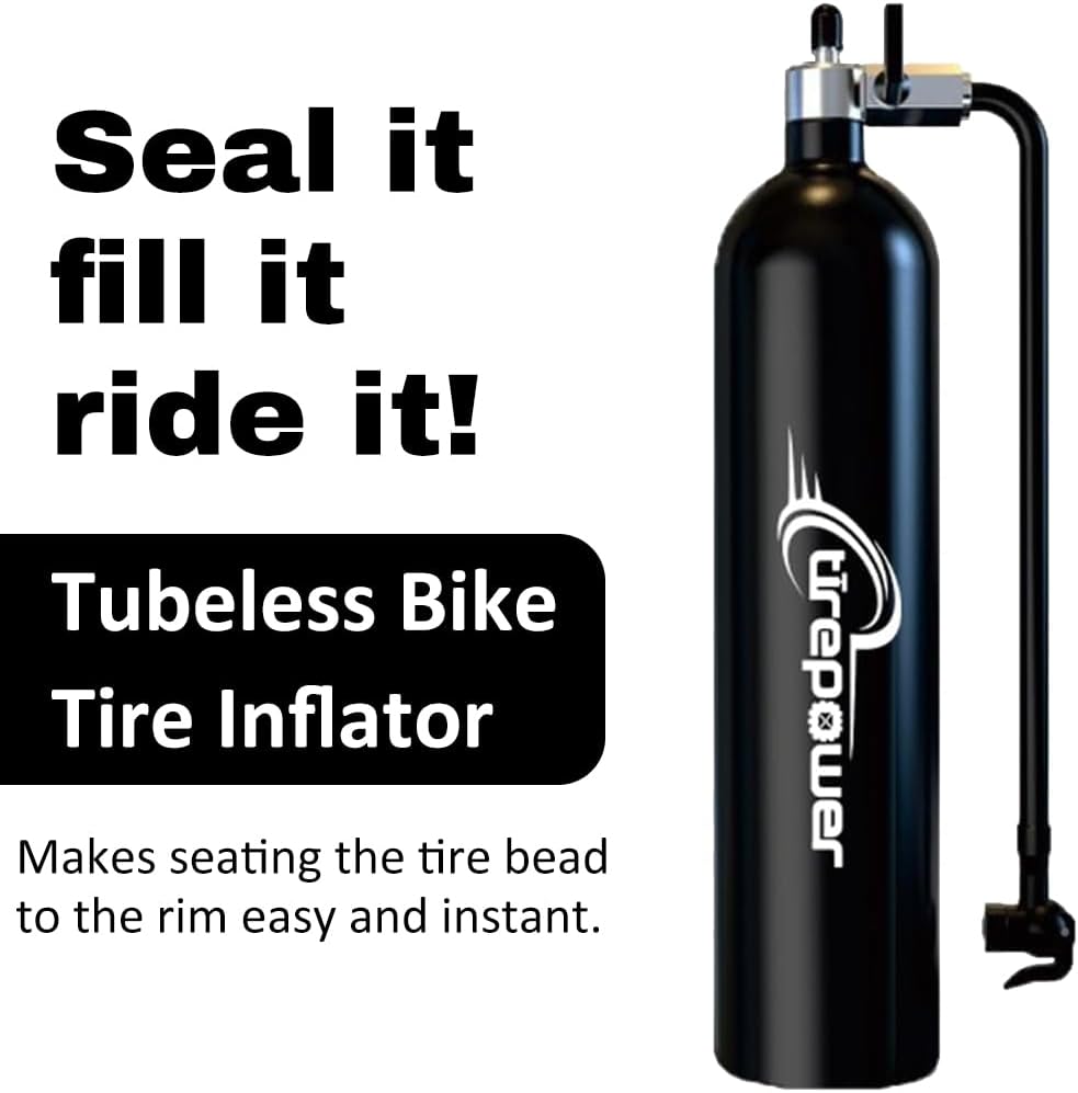 High-Pressure Tubeless Bike Tire Inflator Air Tank - 200 PSI Aluminum Alloy Bicycle Tyre Booster for MTB & Road Bike -Clik,Presta,Schrader valves Compatible