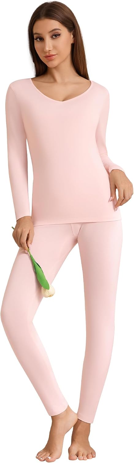 WiWi Soft Underwear for Women Thermal Long Johns Sets Super Warm Base Layer Top Pants Pajamas Set Viscose from Bamboo S-3X