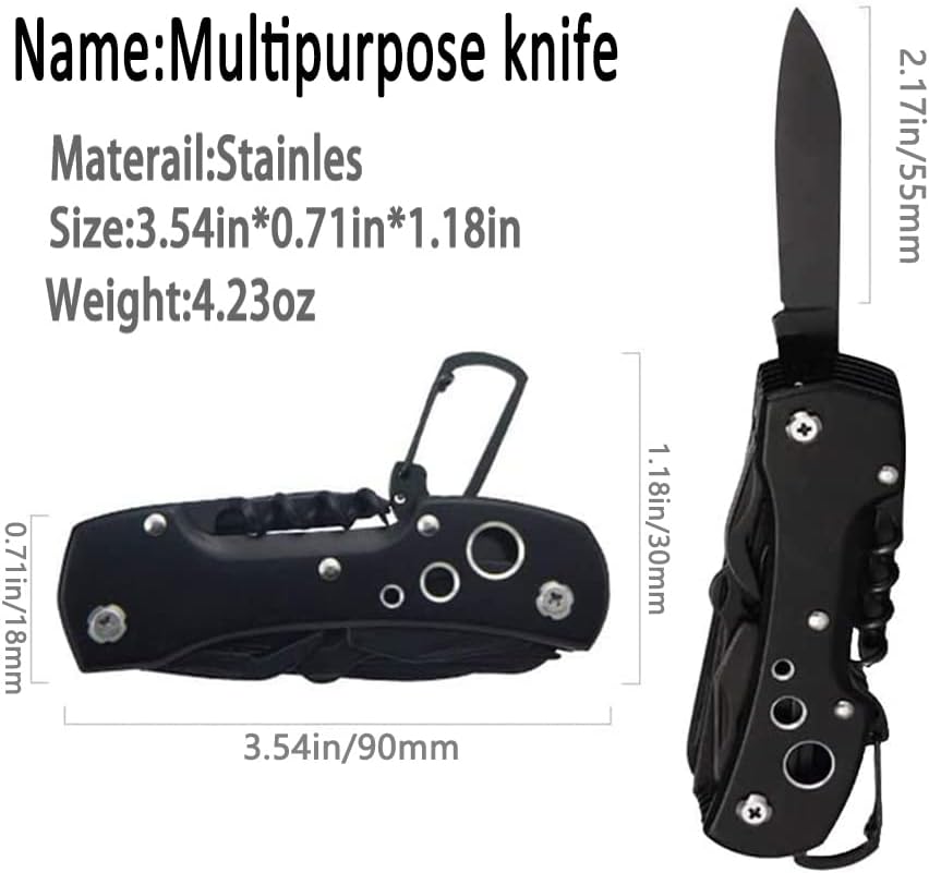 Swiss Small Pocket Knife, 15-in-1 Multitool for Camping, Hiking & EDC