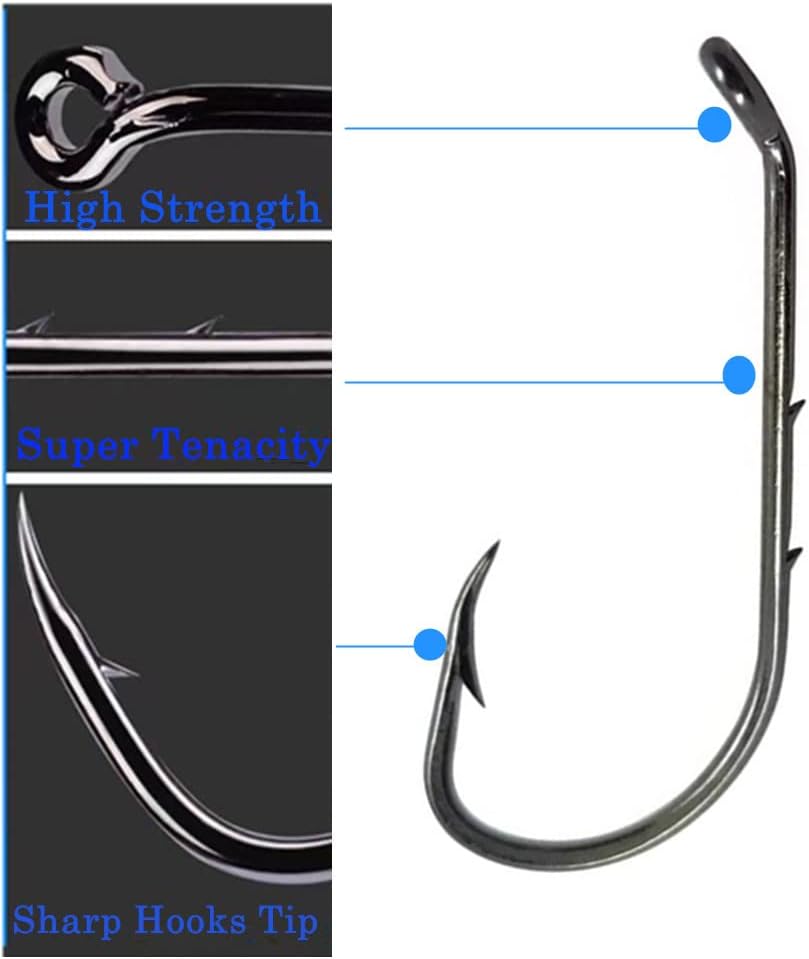 Baitholder Offset Fishing Hooks 100pcs Barbed Shank Down Eye Hooks