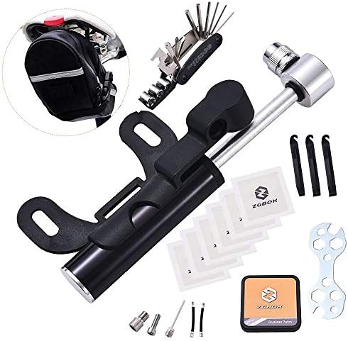 Multi-Function Bike Bicycle Cycling Mechanic Repair Tool Kits with 16-in-1, Bicycle Saddle Bag, Mini Bike Pump 120 PSI & Glue-Less Puncture Kit, Mechanic Portable Tools Bag with All in one