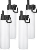 Neihepal 22 oz Insulated Water Bottles Bulk, Double Walled Vacuum Stainless Steel Water Bottle Multipack with Leak Proof Straw Lid for Men, Adults, Kids, Gym, Sports (White,4 Pack)