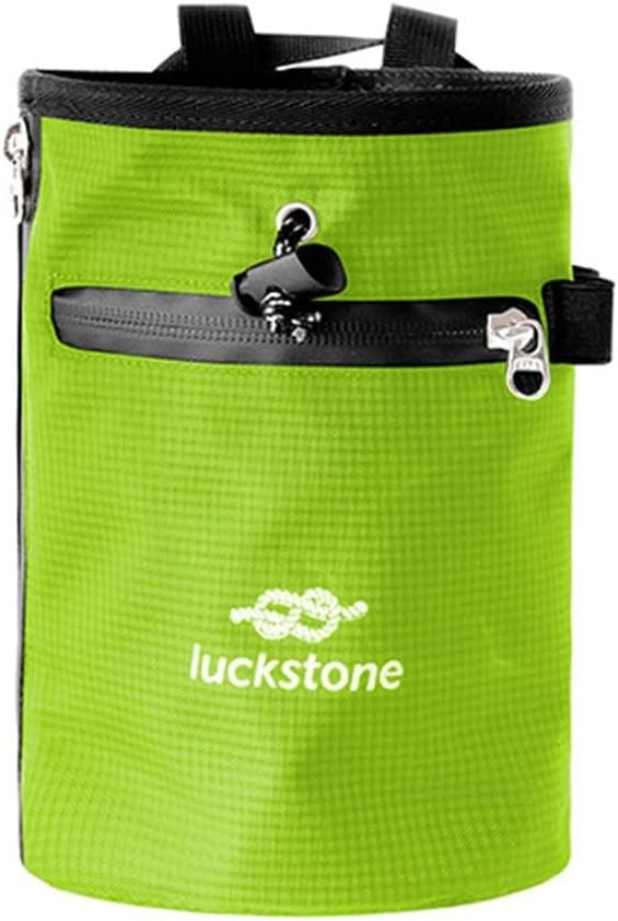 Climbing Chalk Bag with Anti-Leak Drawstring, 420D Oxford Magnesium Powder Bag for Rock Climbing and Weightlifting, Gym Chalk Bucket with Phone Pocket and Adjustable Belt, Blue(Red)