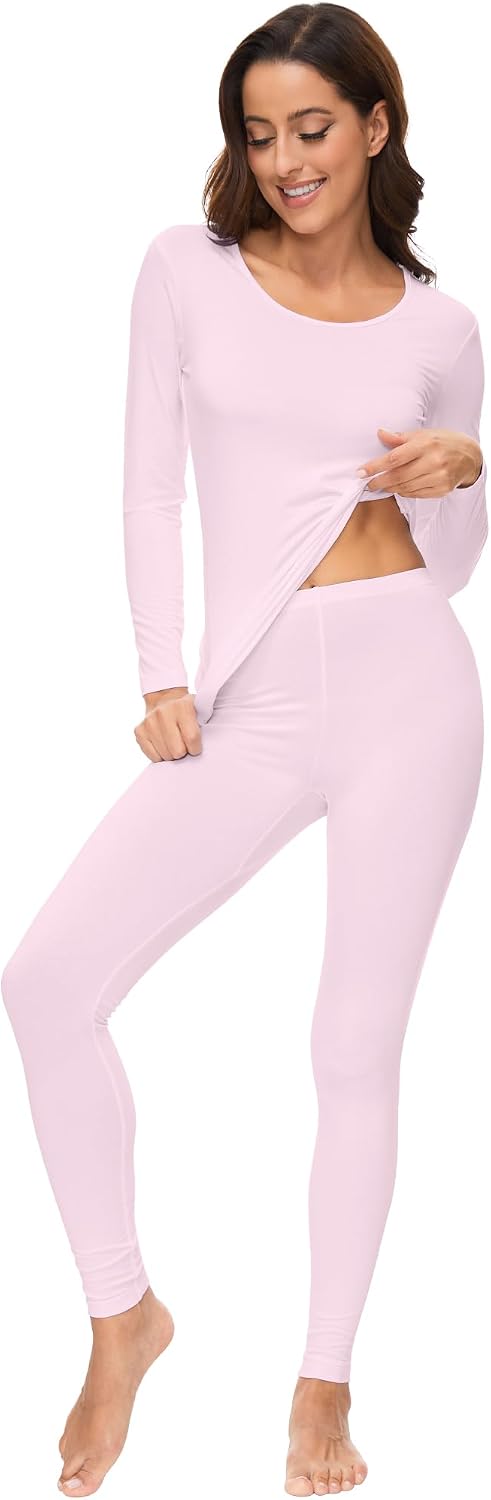 WiWi Soft Underwear for Women Thermal Long Johns Sets Super Warm Base Layer Top Pants Pajamas Set Viscose from Bamboo S-3X