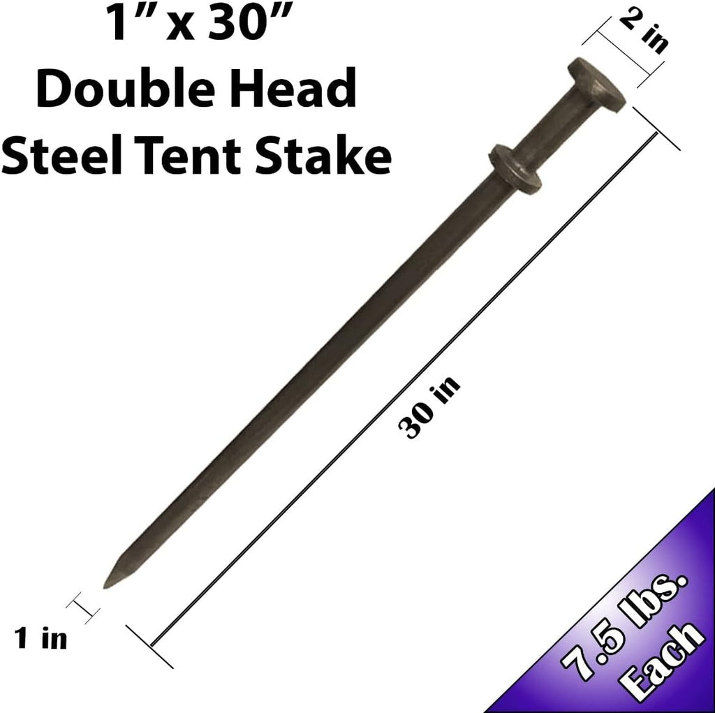 Heavy Duty Double Head Tent Stakes, 1 x 30 inch, 10 Pack