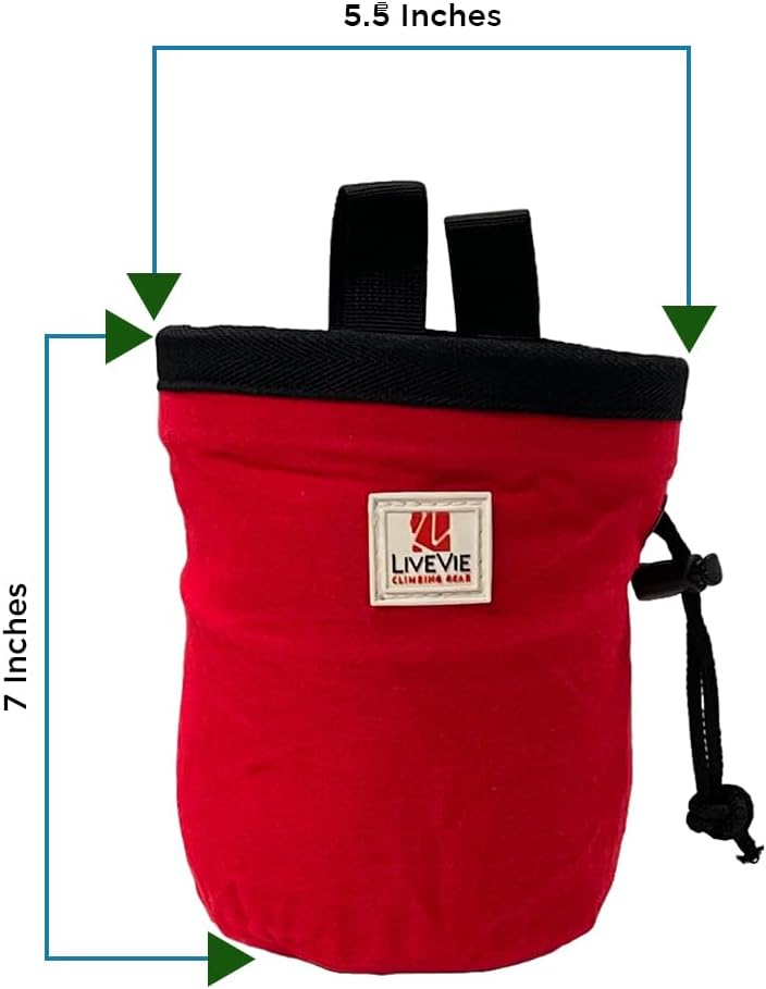 Ultralight Chalk Bag with Secure Cinch Closure and Durable Nylon Loop, Perfect for Rock Climbing, Bouldering, Crossfit, and Gymnastics, Red