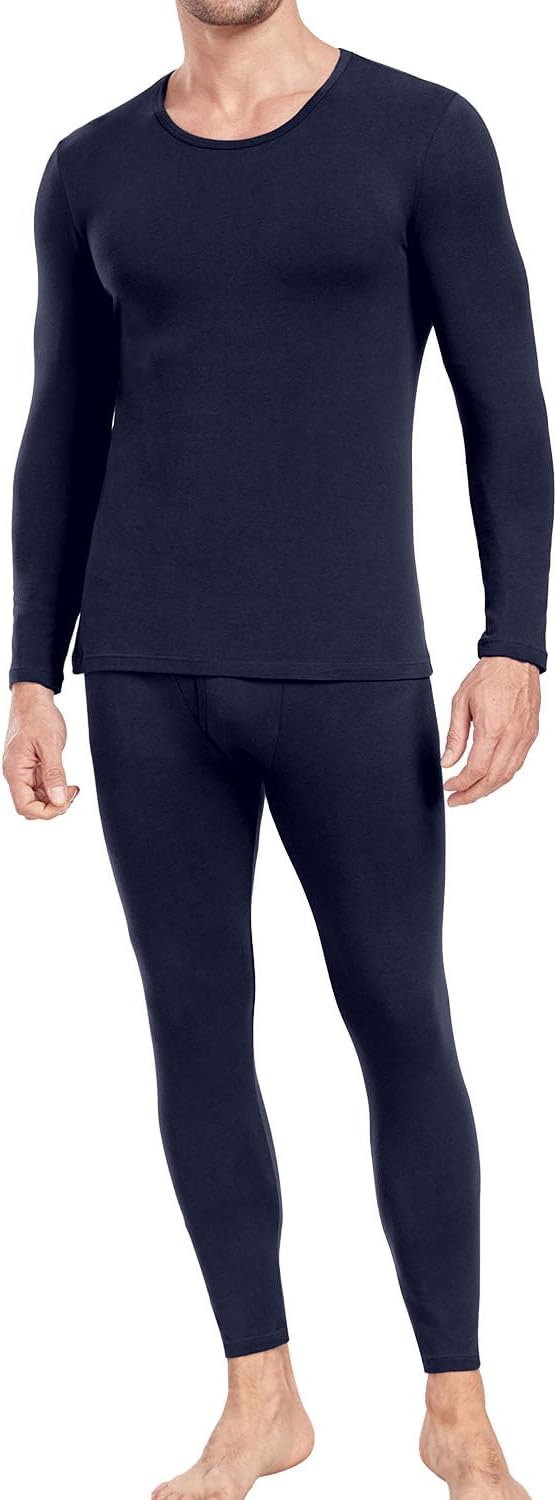 wirarpa Men's Cotton Long Johns Thermal Underwear Set Top and Bottom