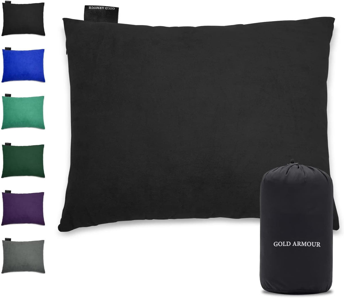 Gold Armour Camping Pillow Memory Foam - Compact Compressible Backpacking, Hammock, and Travel Pillows for Kids and Adults - Essential Outdoor & Camping Gear (Small 12 x 16in, Gray)