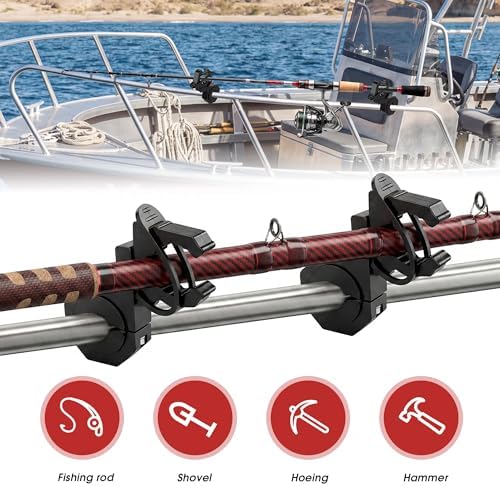Quick Release Boat Hook Holders Roll Cage Clamp Mount Kit, 1/1.5/1.75 Inch Rubber Clamp Holder for Boat ATV UTV,Secure Mount for Shovel, Fishing Rod, Tools & Off-Road Equipment