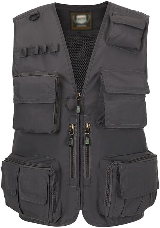 Hbufnha Outdoor Fishing Hunting Vest Multi Pockets Work Cargo Jacket