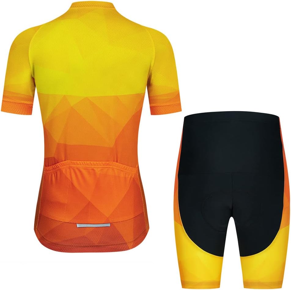 Womens Cycling Jersey Set, Summer Short Sleeve Ladies Mountain Bike Shirt and Shorts Kit MTB Suit Bicycle Clothes