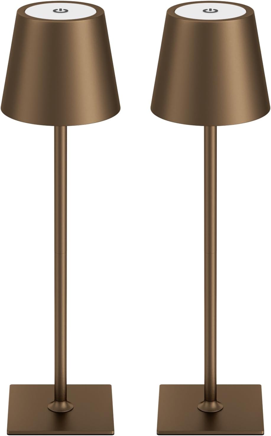 Kakanuo Brown Cordless Rechargeable Table Lamp 5000mAh Battery Operated Lamps, 3 Colors Stepless Dimming Touch Lamp for Living Room, Kitchen Counter, Dining, Outdoor Patio, 2 Pack