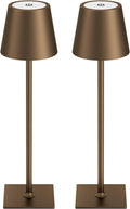 Kakanuo Brown Cordless Rechargeable Table Lamp 5000mAh Battery Operated Lamps, 3 Colors Stepless Dimming Touch Lamp for Living Room, Kitchen Counter, Dining, Outdoor Patio, 2 Pack