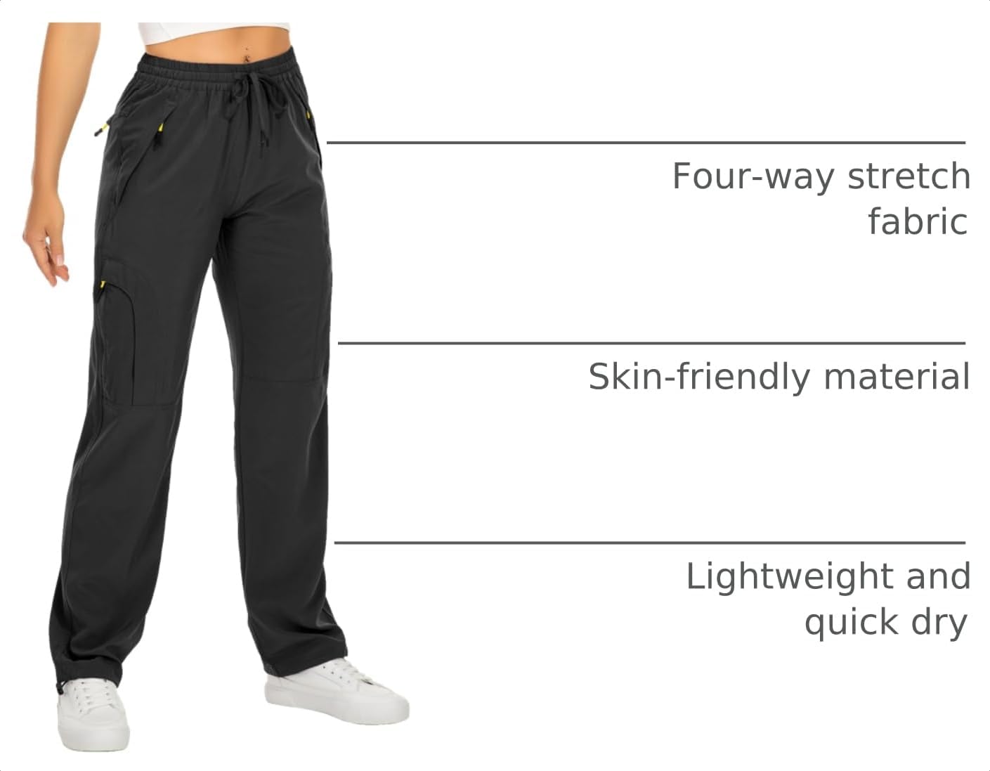 Toomett Women‘s Hiking Cargo Pants UPF 50 Quick Dry with Zipper Pockets | Lightweight, Travel, Golf, Safari,sun protection,water resistant