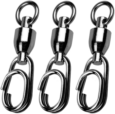 Atibin High Strength Snap Swivels Saltwater Ball Bearing Fishing Swivels Freshwater Stainless Steel Split Rings Fishing Black Nickel 30lbs-156lbs