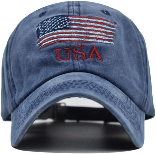 Washed American Flag Baseball Cap Adjustable Sun Dad Gift Hats for Unisex
