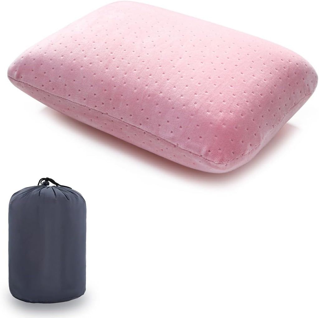 Travel Pillow Small Camping Pillow Memory Foam Bed Neck Soft Home Pillow Lightweight Easy to Carry Removable Pillow Cover for Travel,Sleeping,Nap and Neck,Knee,Leg,Lumbar Support Pillow (Purple)
