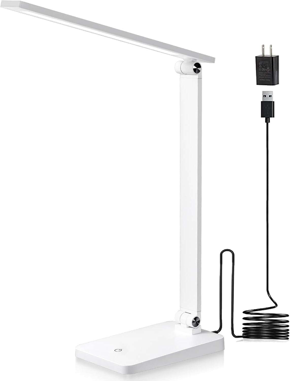 LED Desk Lamp for Home Office, 3 Levels Dimmable Desk Light with USB Charging Port, Reading Lamp for Table Study Work Office Nail Craft Puzzle, White, 5000K