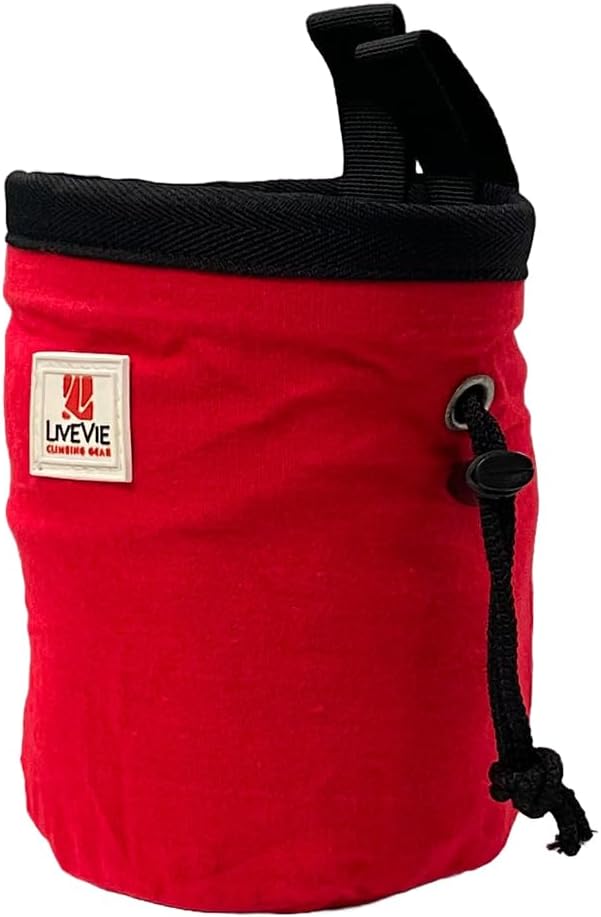 Ultralight Chalk Bag with Secure Cinch Closure and Durable Nylon Loop, Perfect for Rock Climbing, Bouldering, Crossfit, and Gymnastics, Red