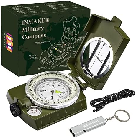 INMAKER Compass, Compass Hiking with Survival Whistle, Luminous Compass Gift for Kids, Apply to Outdoor Survival, Camping and Navigation