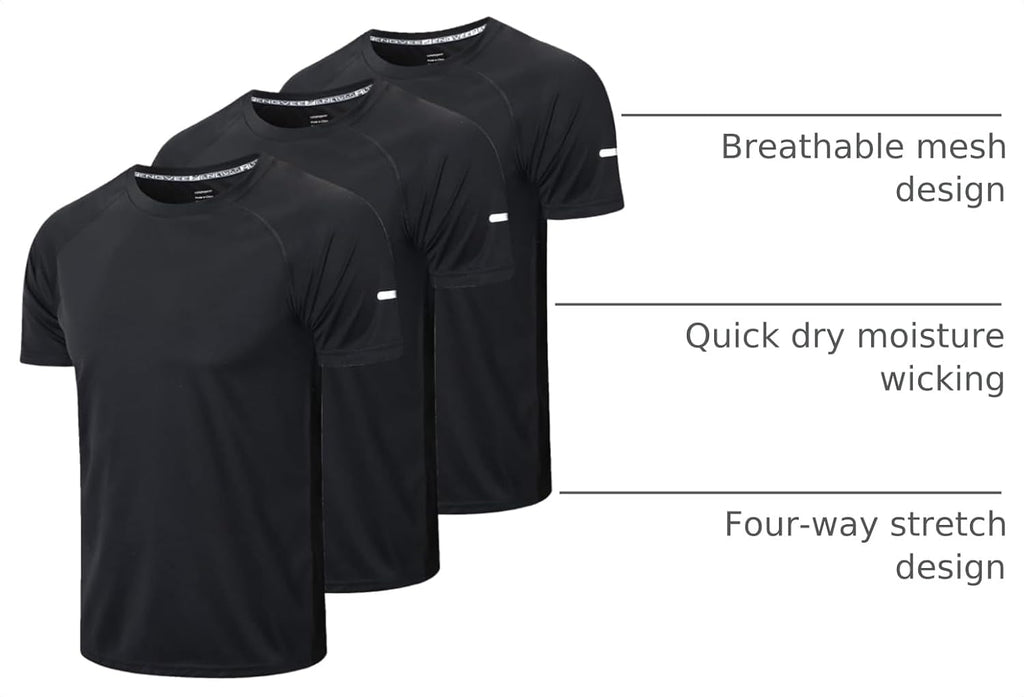 frueo Men's 1/3 Pack Workout Shirts Quick Dry Mesh Athletic T-Shirts