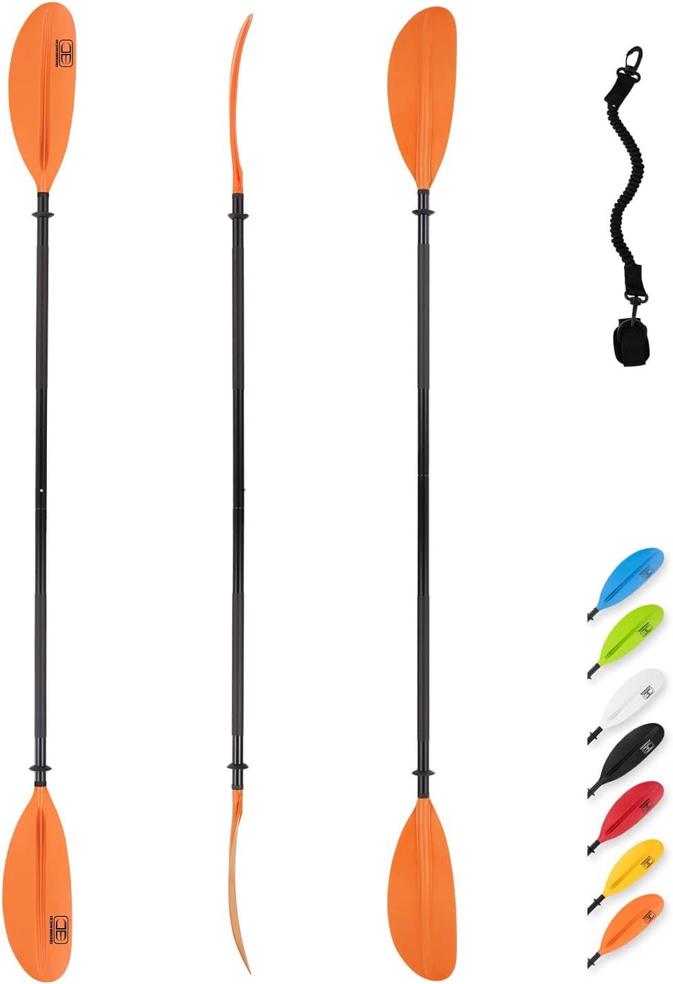 OCEANBROAD Kayak Paddle 86in/218cm, 90.5in/230cm, 95in/241cm Alloy Shaft Kayaking Boating Canoeing Oar with Paddle Leash
