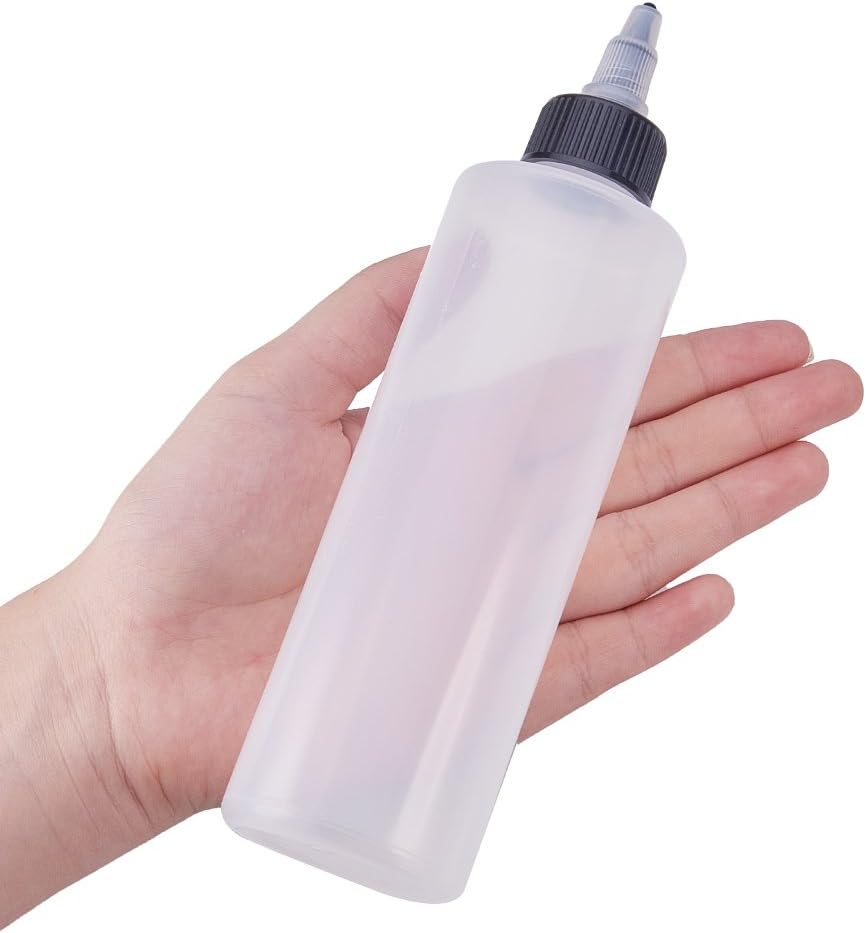 BENECREAT 8Pack 7.8 Ounce Plastic Squeeze Dispensing Bottles with Black Twist Cap, Open/Close Nozzle - Good For Crafts, Art, Glue, Multi Purpose
