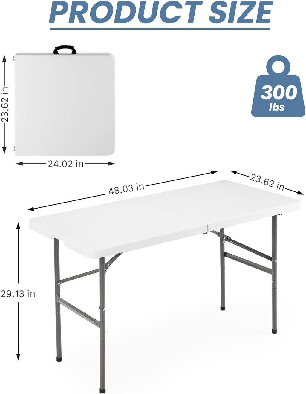 Sweetcrispy 4 FT Folding Picnic Table, Easy to Fold and Store