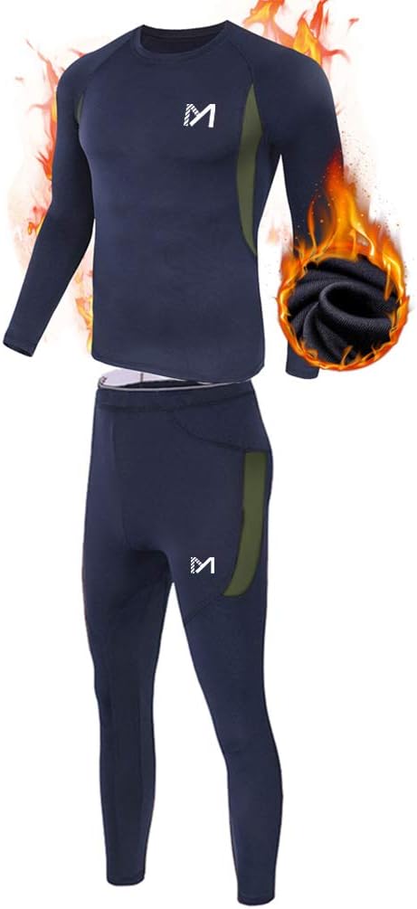 MEETYOO Thermal Underwear for Men, Winter Gear Long Johns Base Layer Top and Bottom Set for Skiing Running