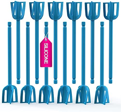 Pixiss Epoxy Resin Mixer Silicone Paddles - 12 Reusable Multipurpose Bidirectional Paint Stirrer for Drill Attachment