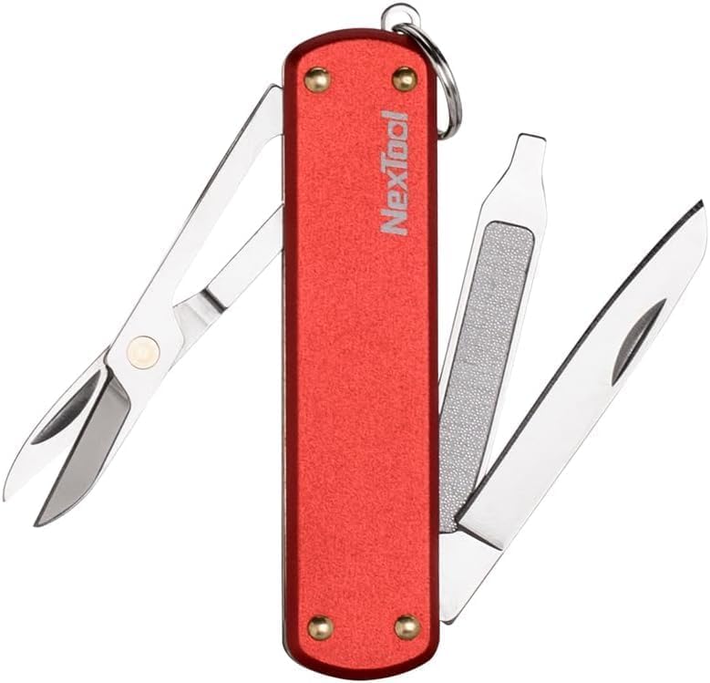 NexTool 5 in 1 Multi Tool Pocket Knife, Swiss Army Style (Red)