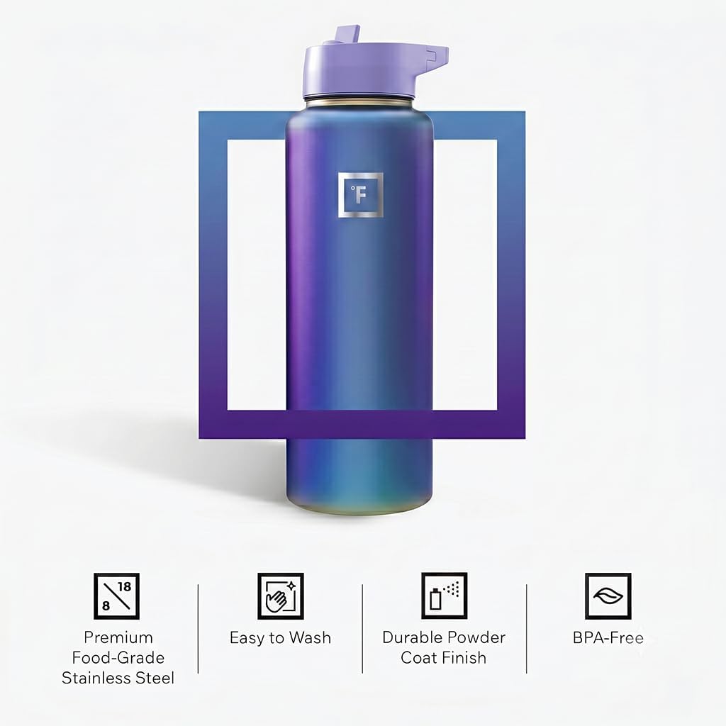IRON °FLASK 40 oz Wide Mouth Water Bottle with Straw