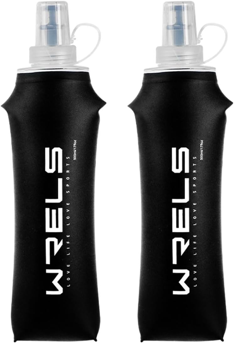 WRELS TPU Soft Flask Lightweight Portable Reusable Water Bottle,BPA Free Collapsible Flask for Hydration Pack in Running Hiking Cycling and Marathon