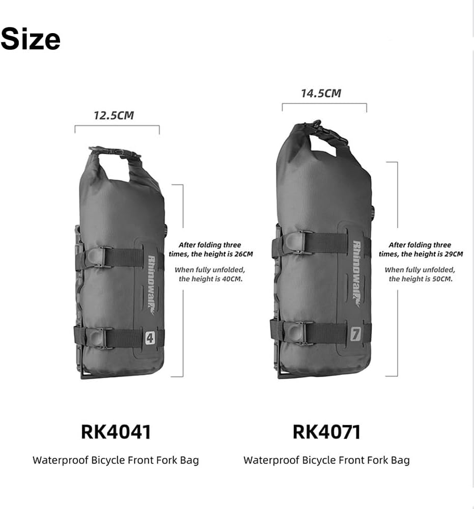 Rhinowalk Bike Front Fork Bag Waterproof Bicycle Pannier Bag 4L Rack Pouch for Mountain Bike E-Scooter Long Distance Riding Package Cycling Accessories (Black, 1pc)