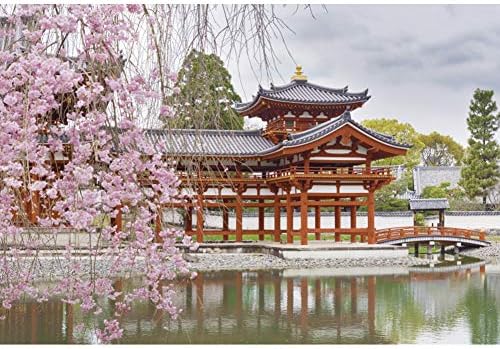 10x8ft Japan Scenery Photography Backdrop Japanese Style Building Garden Pink Cherry Asian Travel Themed Birthday Party Wedding Portrait Photo Studio Props Background Room Wallpaper