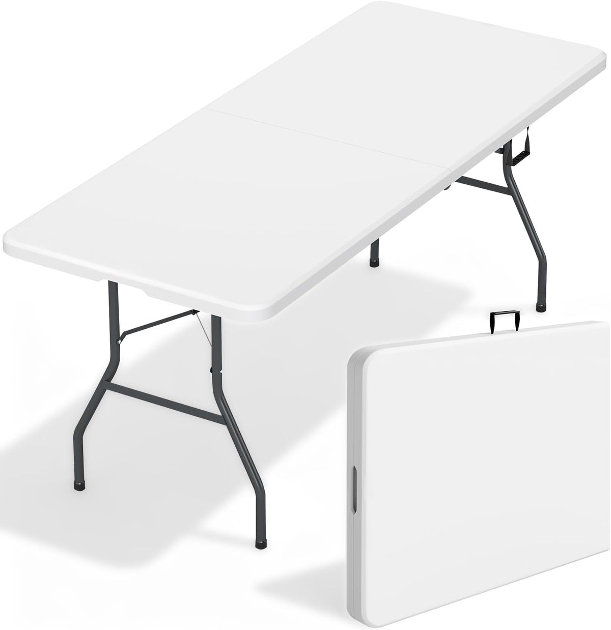 FDW | 6FT Folding Table | White | Portable Plastic Table