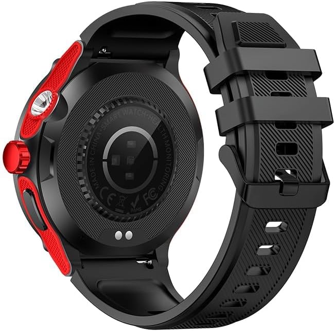 KT76 Outdoor Sport Smart Watch 1.53-inch HD Touch Screen 3ATM Waterproof Multifunction Smartwatch Ultra Powerful Flashlight Compass Heart & Health Monitoring Voice Assistant (Red)