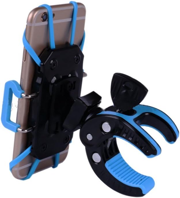 Bike Mount, Bike Phone Mount Motorcycle Baby Carriage Bicycle Cell Phone Holder Cradle with Rubber Strap 360 Degree Rotate for iPhone X,8,7 6s Plus 5s 5SE,Galaxy (Blue)