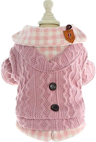 Dog Princess Sweater for Small Dogs Thick Shirt Plaid Clothes Costume Pet Girl Cute Coat Outfits Fall Costumes Winter Dog Sweaters (XS,Blue)