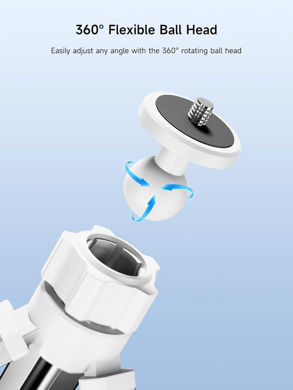 Tripod Stand with 1/4” Screw, 360° Adjustable Portable Tripod