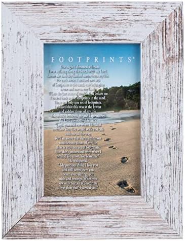 Dicksons Footprints Distressed White 9 x 7 Inch Wood Wall or Tabletop Picture Photo Frame