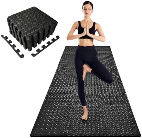 3x6 Feet Interlocking Foam Floor Mats (18-Pack) - 0.4"（10mm Thick Gym Mats for Home Workouts, Exercise & Play - Puzzle Tiles for Home Gym, Yoga, Kids Area.