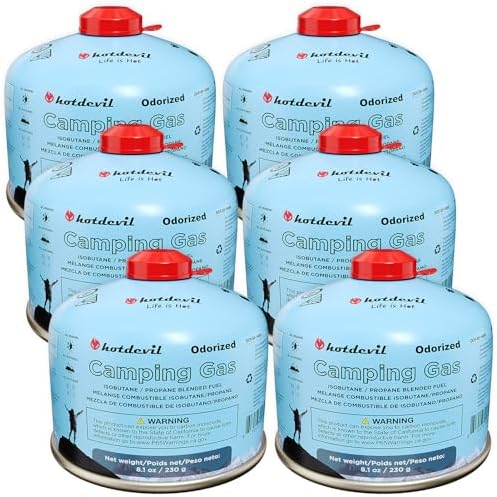 Hotdevil Isobutane Fuel Canister 230 Gram Camping Stove Fuel Butane Propane Blend Isobutane Fuel Canister Camping Fuel Gas Canister Suitable for All Seasons Efficient and High Output 8.1oz(6 Packs)